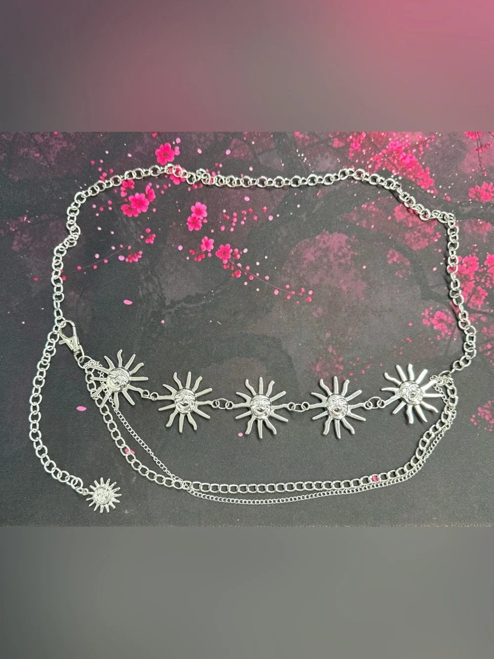 Silver Sunburst Link Chain Belt - Women Accessories